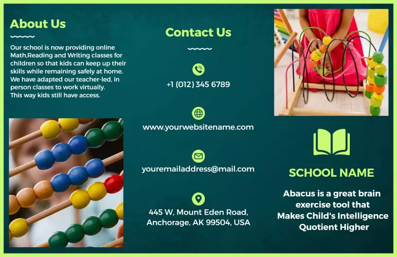 Interactive Online Math and Writing Classes Education Brochure Template