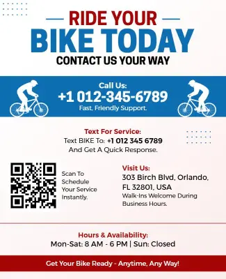 Interactive QR Code Bike Service Advertisement Flyer Template
