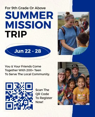 Interactive QR Code Mission Trip for Teens Flyer Template