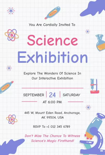 Interactive Science Exploration Exhibition Invitation Template
