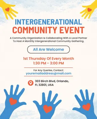 Intergenerational Community Event Flyer Template
