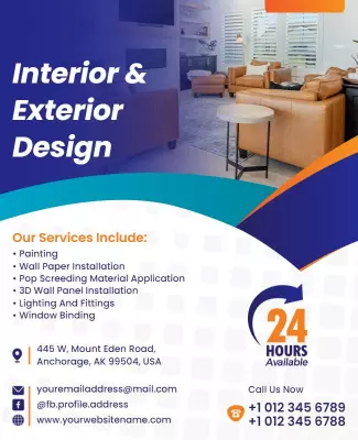 Interior and Exterior Home Design Services Flyer Template