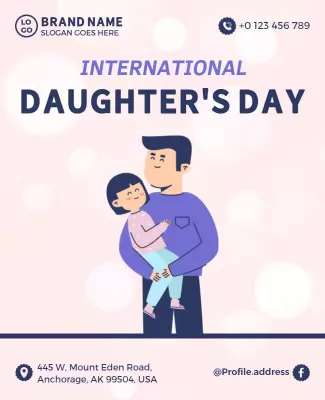 Playful Pastel International Daughter's Day Flyer Template