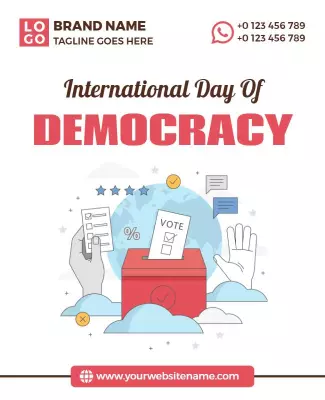 Illustrative Red International Day of Democracy Awareness Flyer Template
