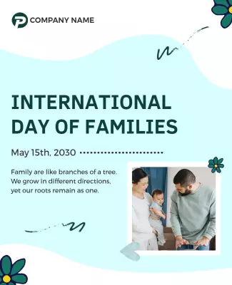 Whimsical Green Family Celebration Day Flyer Template