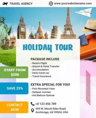 International Landmarks Holiday Tour Flyer Template