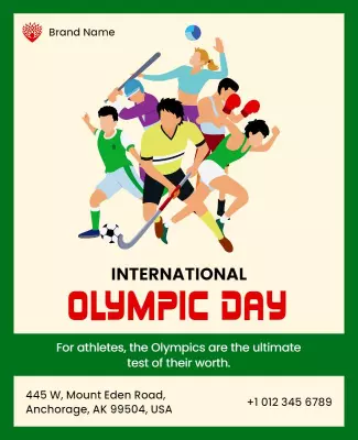Dynamic Green International Olympic Day Sports Flyer Template