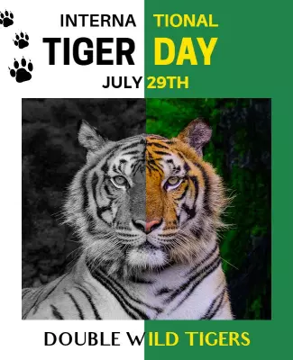 Dual Tone Wildlife Conservation Tiger Day Flyer Template