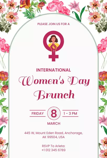 International Women's Day Brunch Celebration Invitation Template