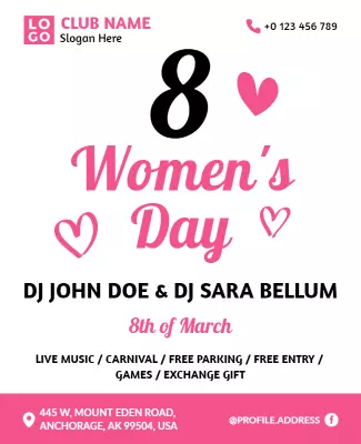 Festive Pink Women's Day Celebration Party Flyer Template