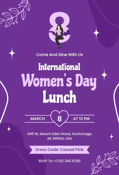 International Women's Day Celebration Lunch Invitation Template