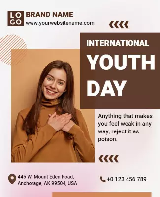 Modern Earthy Tone International Youth Day Flyer Template