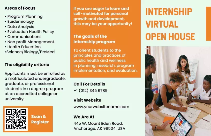 Internship Virtual Open House Education Program Brochure Template