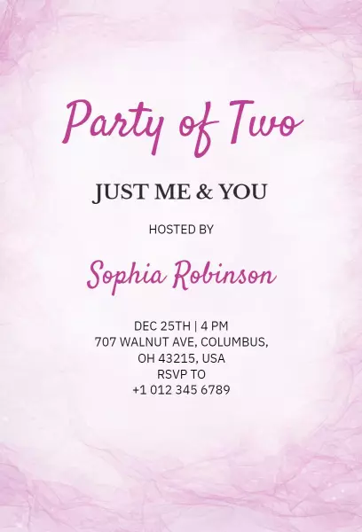 Intimate Just Me You Celebration Party Invitation Template