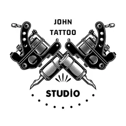 Intricate Black Tattoo Machine Design for Art Studio Logo Template