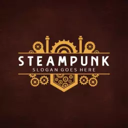 Intricate Gold and Brown Steampunk Design with Gears Logo Template