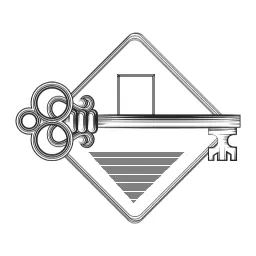 Intricate Key Design in Modern Geometric Sketch Logo Template