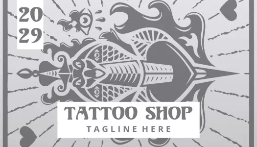 Intricate Monochrome Tattoo Art Shop Business Card Template