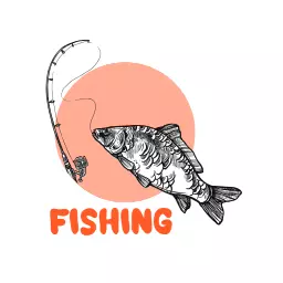 Intricate Sketch of a Fish with Fishing Rod for Your Logo Template