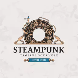 Intricate Steampunk Design Featuring Vintage Gears and Mechanisms Logo Template