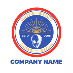 Intriguing Blue Alien Design with Radiant Sun Logo Template