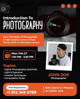 Introduction to Photography Class Flyer Template