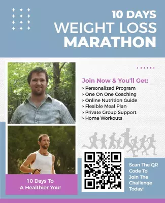 Invigorating Blue Weight Loss Marathon Fitness Challenge Poster Template