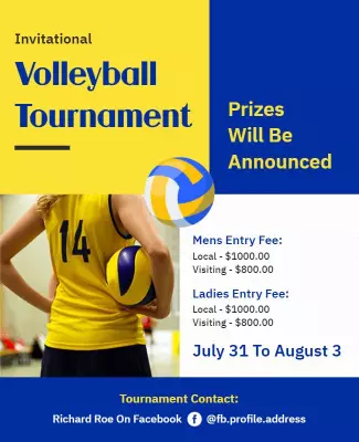 Invitational Volleyball Tournament Announcement Flyer Template
