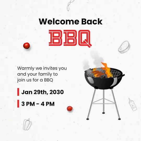 Inviting BBQ Gathering with Grilled Food and Family Theme Ad Template