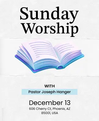 Inviting Blue Book Theme for Sunday Worship Gathering Poster Template