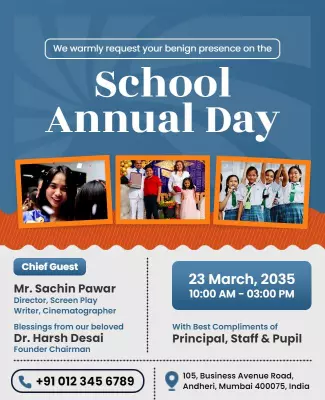 Inviting Blue School Annual Day Celebration Poster Template