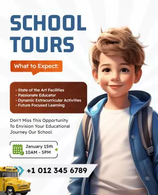 Inviting Blue School Tours Information Event Poster Template