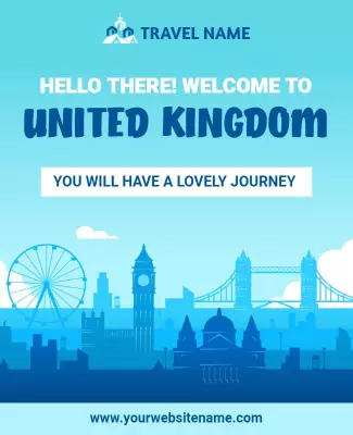 Inviting Blue Travel Destination United Kingdom Poster Template