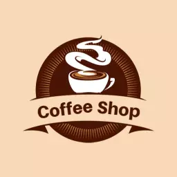 Inviting Brown Coffee Cup with Steam Artwork Coffee Shop Logo Template