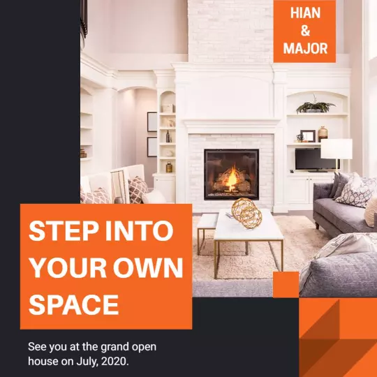 Inviting Orange and Grey Open House Real Estate Promotion Ad Template