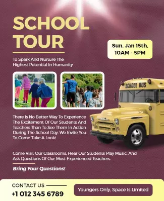 Inviting School Tour Experience with Vintage Bus Poster Template