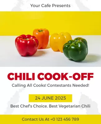 Iron and School Bus Yellow Chili Cook Off Flyer Template