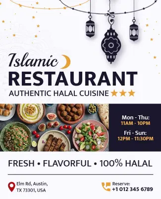 Islamic Halal Restaurant Promotional Flyer Template