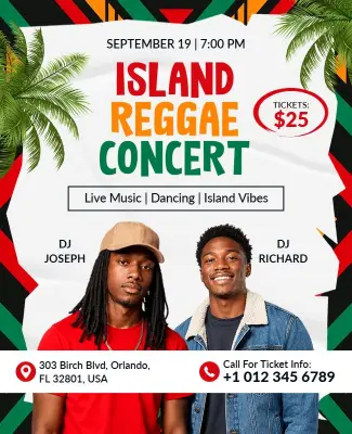 Island Reggae Concert Event Flyer Template
