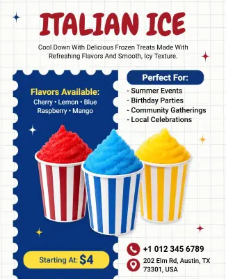 Italian Ice Frozen Treats Flyer Template