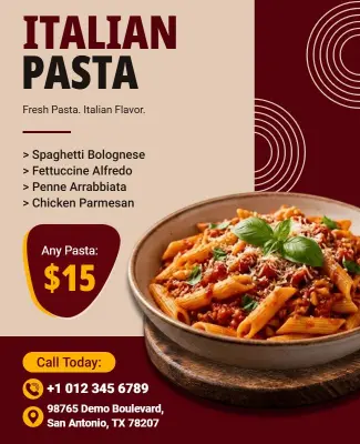 Italian Pasta Restaurant Promotion Flyer Template