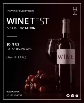 Italian Wine Tasting Invitation Flyer Template