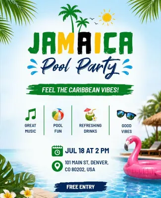 Jamaica Pool Party Flyer Template