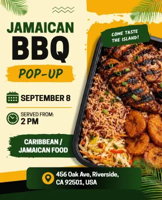 Jamaican BBQ Caribbean Food Pop-up Flyer Template