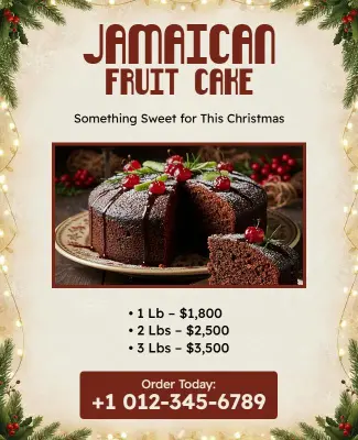 Jamaican Christmas Fruit Cake Promotion Flyer Template