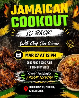Jamaican Cookout Event Celebration Flyer Template