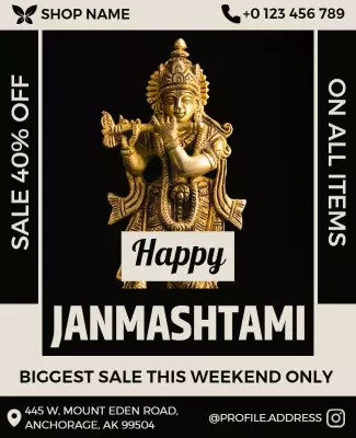 Janmashtami Festival Sale Promotion Flyer Template