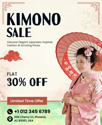 Japanese Kimono Fashion Sale Promotion Flyer Template