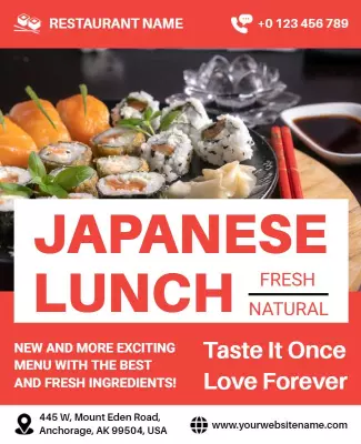 Japanese Sushi Lunch Promotion Flyer Template