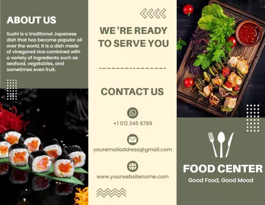 Japanese Sushi Traditional Cuisine Food Center Brochure Template